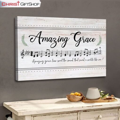 Christian Wall Art Amazing Grace How Sweet The Sound, Sheet Music, Christian Song Lyrics Canvas Art