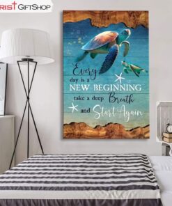 Christian Wall Art Every Day Is A New Beginning Turtle Beach Canvas Print