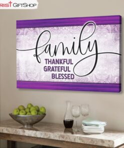 Christian Wall Art Family Thankful Grateful Blessed Wall Art Canvas and Poster