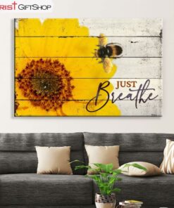 Christian Wall Art Honey Bee Flower Just Breathe Wall Art Canvas