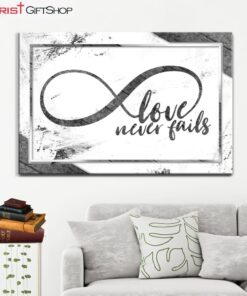 Christian Wall Art Infinity Symbol Love Never Fails Wall Art Canvas Print