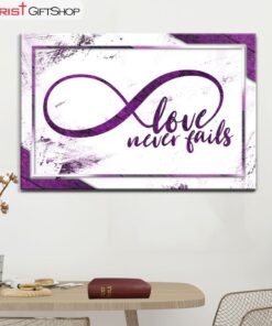 Christian Wall Art Infinity Symbol Love Never Fails Wall Art Canvas Print