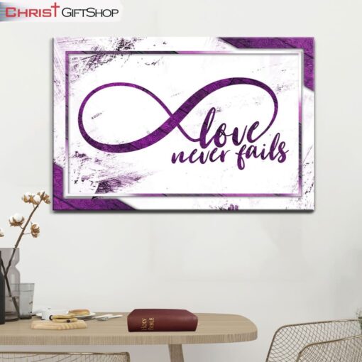 Christian Wall Art Infinity Symbol Love Never Fails Wall Art Canvas Print