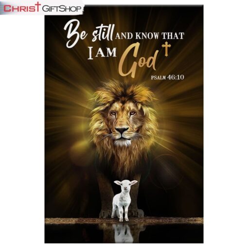 Christian Wall Art The Lion The Lamb Be Still And Know Canvas Print