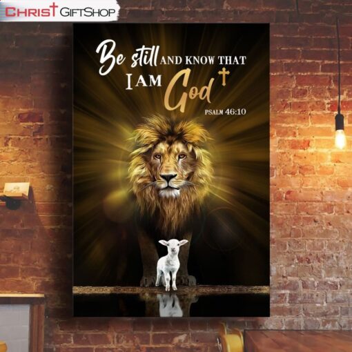 Christian Wall Art The Lion The Lamb Be Still And Know Canvas Print