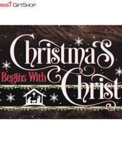 Christmas Begins With Christ Jesus Born Wall Art Canvas and Poster, Christian Christmas Decoration