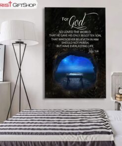 Christmas Wall Art Canvas John 316 For God So Loved The World, Empty Manger