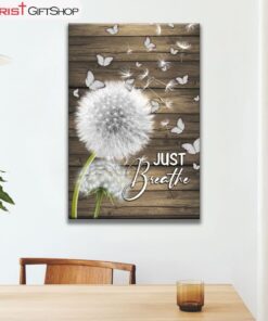 Dandelion Just Breathe Vertical Canvas Wall Art