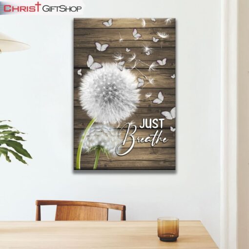 Dandelion Just Breathe Vertical Canvas Wall Art