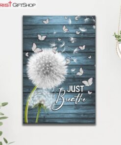 Dandelion Just Breathe Vertical Canvas Wall Art