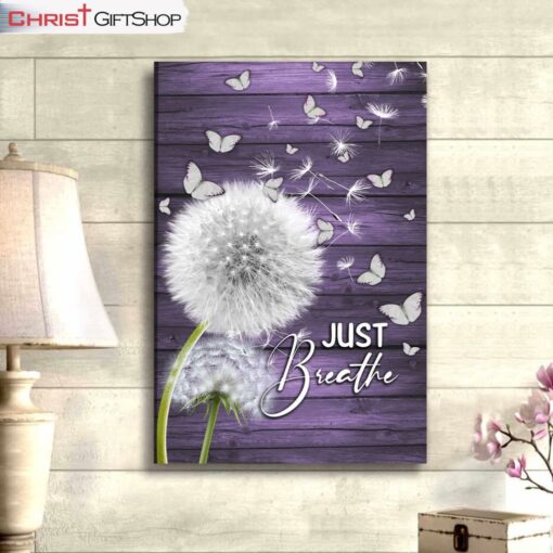 Dandelion Just Breathe Vertical Canvas Wall Art