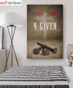 Easter Christian Gifts 1 Cross 3 Nails 4given Wall Art Canvas Print