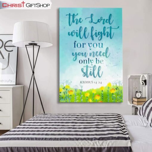 Exodus 1414 The Lord Will Fight For You, Christian Wall Art Canvas