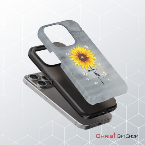 Faith Cross, Butterflies Sunflower, Christian Phone Case