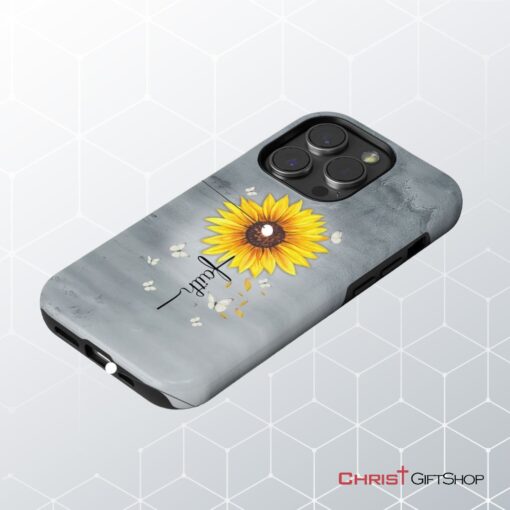 Faith Cross, Butterflies Sunflower, Christian Phone Case