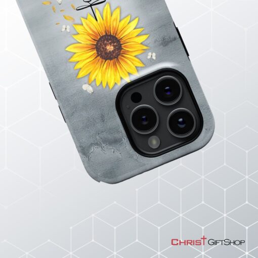 Faith Cross, Butterflies Sunflower, Christian Phone Case