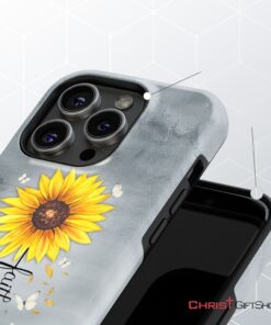 Faith Cross, Butterflies Sunflower, Christian Phone Case