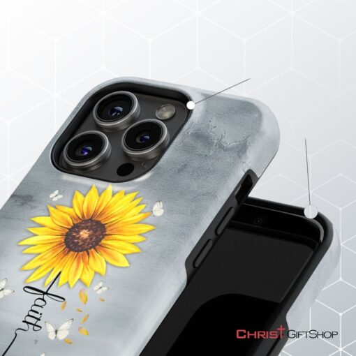 Faith Cross, Butterflies Sunflower, Christian Phone Case