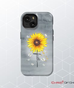 Faith Cross, Butterflies Sunflower, Christian Phone Case