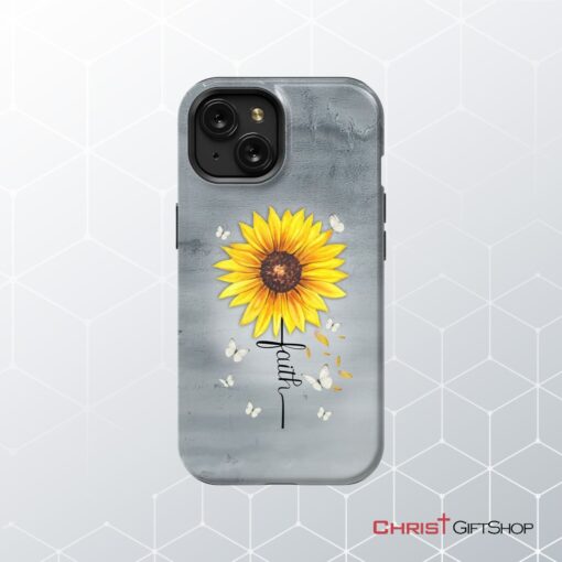 Faith Cross, Butterflies Sunflower, Christian Phone Case