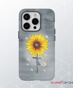 Faith Cross, Butterflies Sunflower, Christian Phone Case