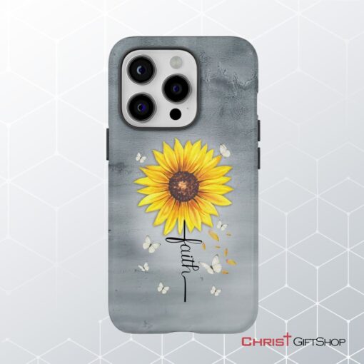 Faith Cross, Butterflies Sunflower, Christian Phone Case