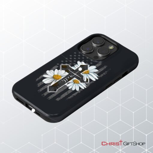 Faith Cross, Daisy, American Flag Phone Case