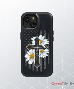 Faith Cross, Daisy, American Flag Phone Case