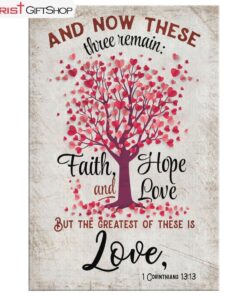 Faith Hope And Love 1 Corinthians 1313 Heart Tree Wall Art Canvas Print