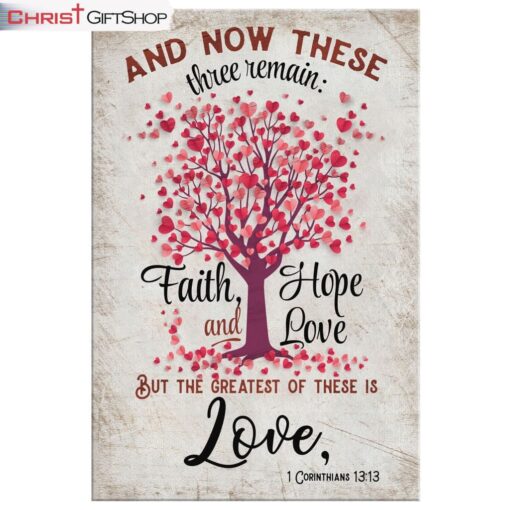 Faith Hope And Love 1 Corinthians 1313 Heart Tree Wall Art Canvas Print