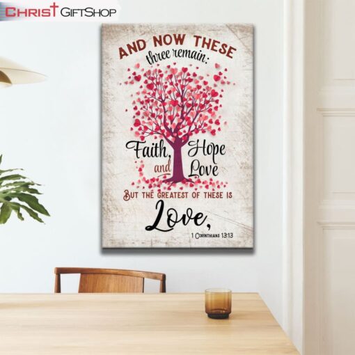 Faith Hope And Love 1 Corinthians 1313 Heart Tree Wall Art Canvas Print