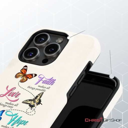 Faith Hope Love, Butterflies, Christian Phone Case