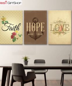 Faith Hope Love 3 Panel Wall Art Canvas and Poster