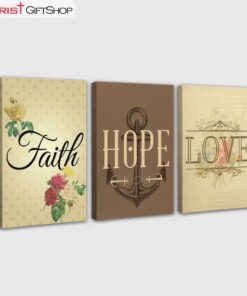 Faith Hope Love 3 Panel Wall Art Canvas and Poster