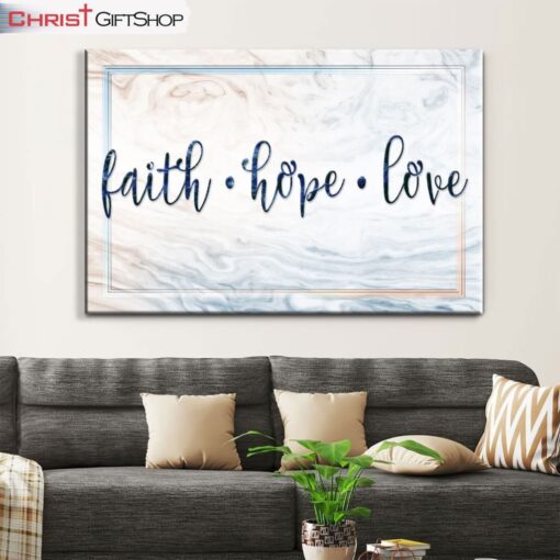 Faith Hope Love Wall Art Canvas, Christian Wall Decor