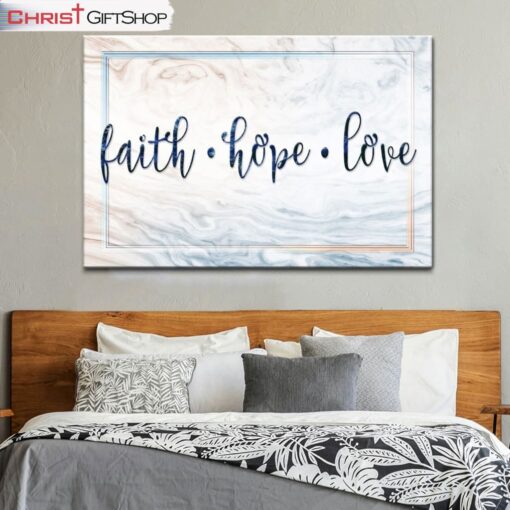 Faith Hope Love Wall Art Canvas, Christian Wall Decor