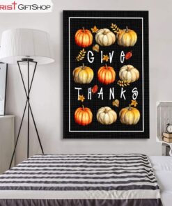 Fall Pumpkin Give Thanks Wall Art Canvas