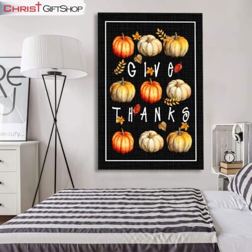 Fall Pumpkin Give Thanks Wall Art Canvas