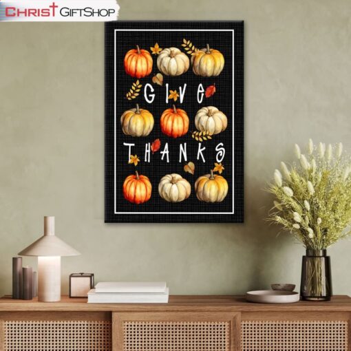 Fall Pumpkin Give Thanks Wall Art Canvas