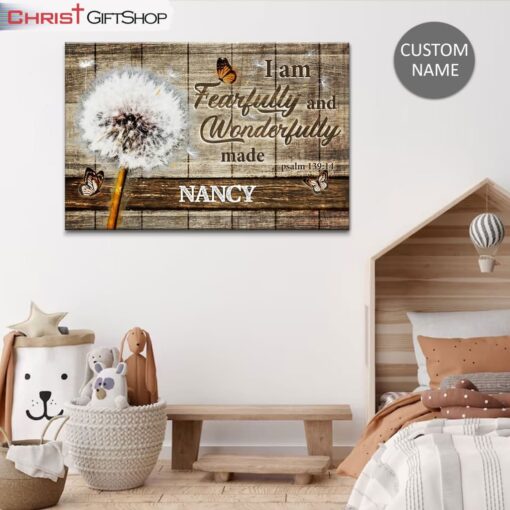 Fearfully And Wonderfully Made, Personalized Name Wall Art (Canvas and Poster )