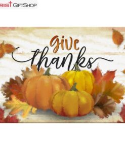 Give Thanks, Pumpkin, Fall Thanksgiving Wall Art Canvas