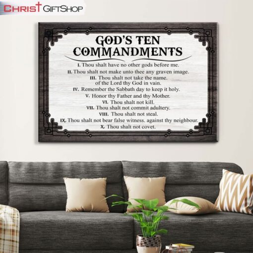 God's Ten Commandments Wall Art Canvas