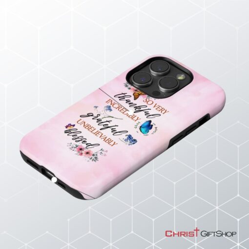 Grateful Thankful Blessed Phone Case, Butterfly Floral Christian Phone Cases