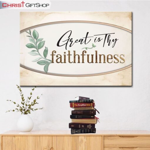 Great Is Thy Faithfulness Wall Art Canvas and Poster Print, Christian Wall Decor