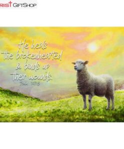 He Heals The Brokenhearted Psalm 1473, Sheep Wall Art (Canvas and Poster )