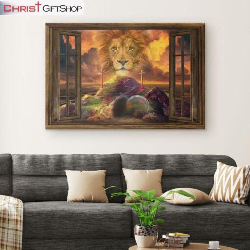 He Is Risen Canvas, Lion Of Judah Easter Canvas Wall Art