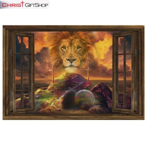 He Is Risen Canvas, Lion Of Judah Easter Canvas Wall Art