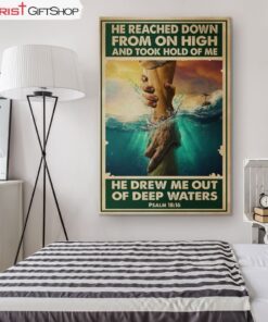 He Reached Down From On High Psalm 1816 Bible Verse Canvas Wall Art