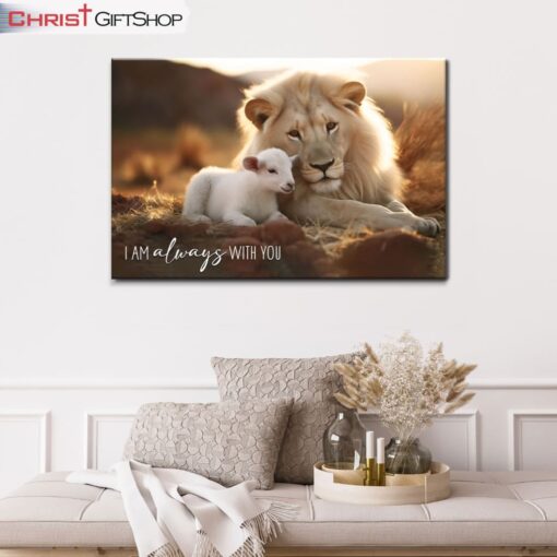 I Am Always With You, Lion And Lamb, Christian Wall Art Canvas