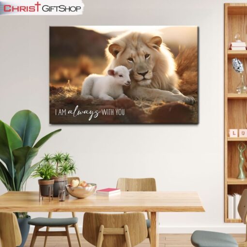 I Am Always With You, Lion And Lamb, Christian Wall Art Canvas